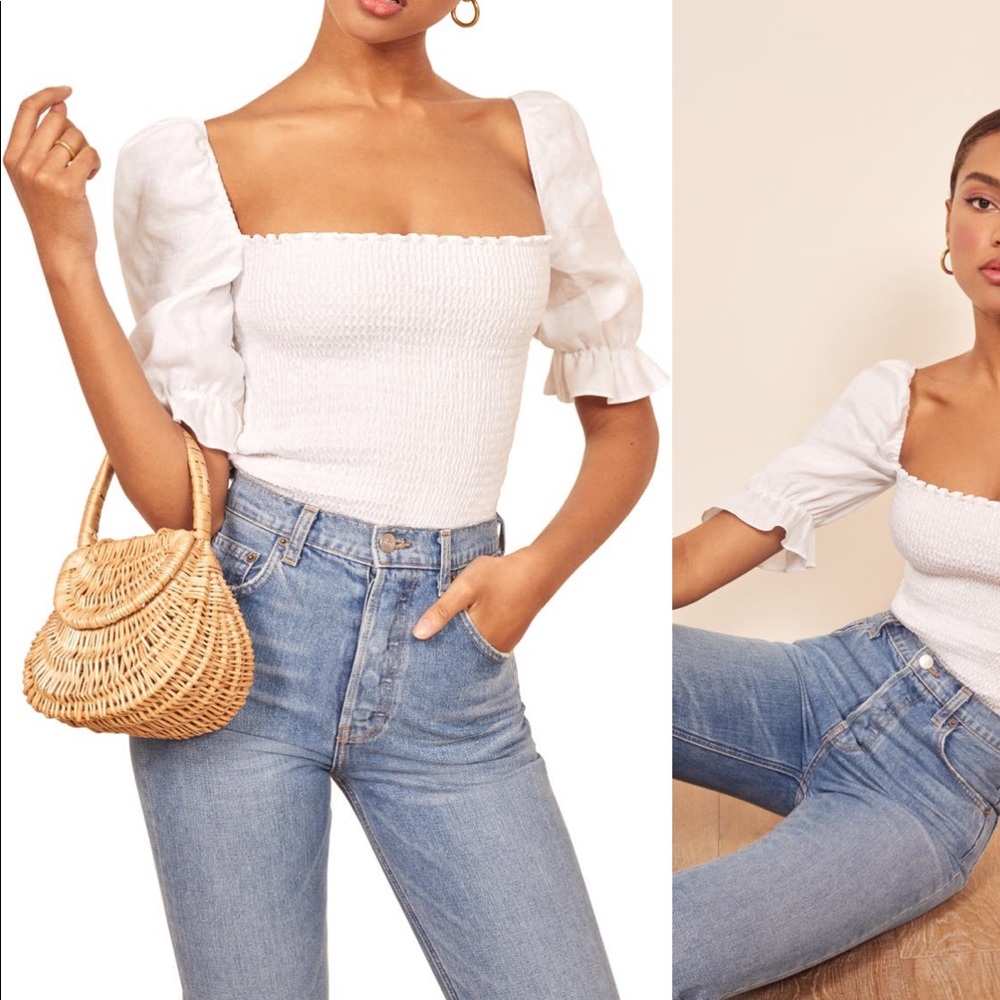 Reformation Clementine Linen Top